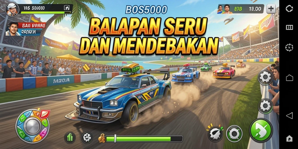 Tampilan gameplay Racing seru dan mendebarkan di BOS5000.
