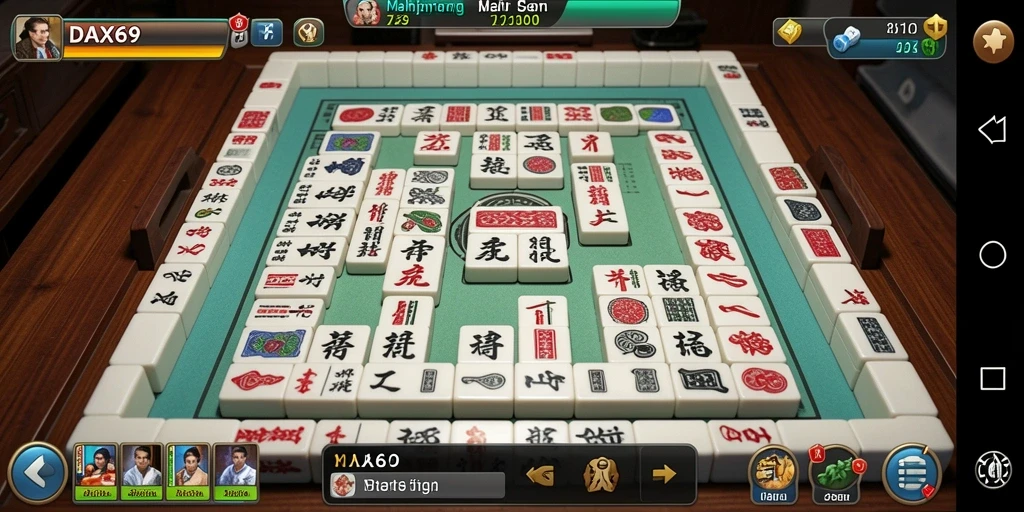 Tampilan menarik dari gameplay DAX69 yang menampilkan berbagai ubin Mahjong.