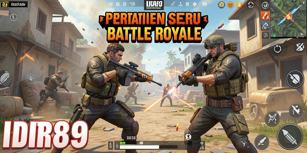 Screenshot IDR89 menampilkan momen intens dalam pertempuran Battle Royale.