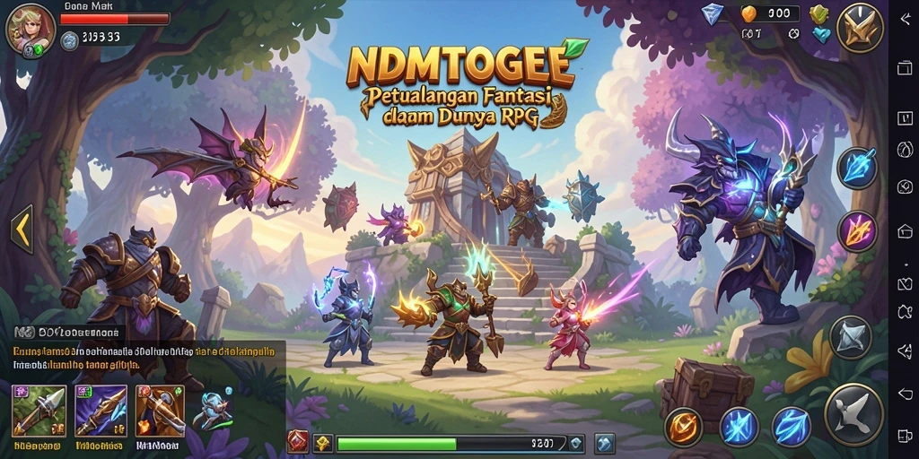 Tangkapan layar NDMTOGEL menampilkan aksi pertarungan epik dalam dunia RPG.