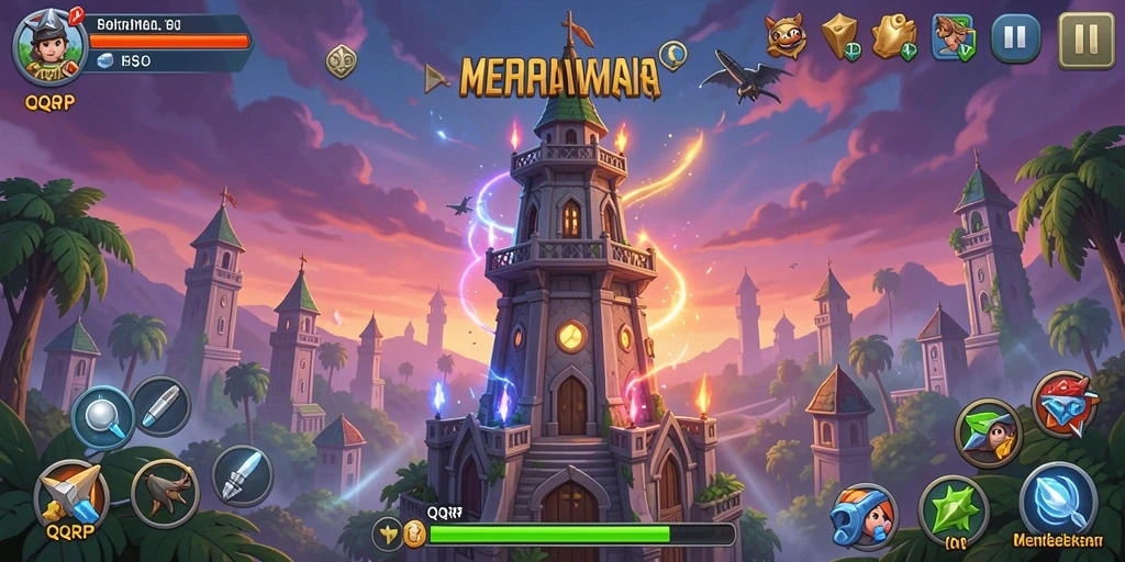 Tampilan aksi mendebarkan dari gameplay Tower Defense QQRP.