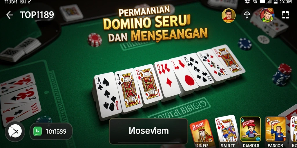 Tampilan gameplay Domino yang seru dan interaktif di TOPI189.